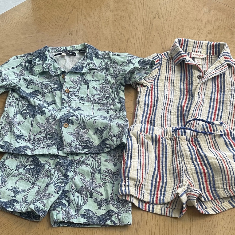 Ben Sherman Mint Green Palm Print Shirt/short plus Cat And Jack set  3T boys